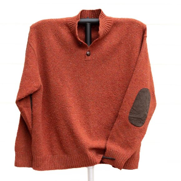 Peter Millar Other - Vintage PETER MILLAR Wool Blend Knit 2 Button Burnt Orange Boucle Mock Pullover